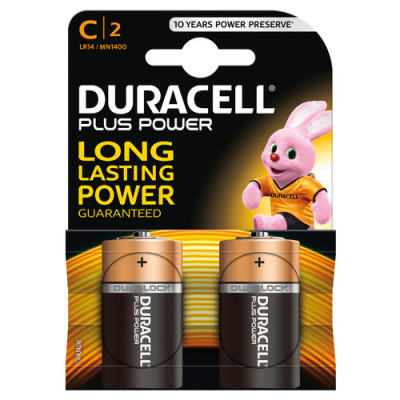 DURACELL PLUS POWER   C  B2 MEZZA TORCIA MN1400 LR14 R14 HR14 ALKALINA