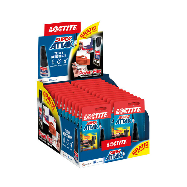 DISPLAY 24 PZ.LOCTITE SUPER ATTAK 5,5 GRAMMI PROFESSIONAL