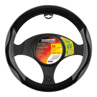 COPRIVOLANTE  SILVERSTONE  NERO-GRIGIO MISURA M 37-39 CM
