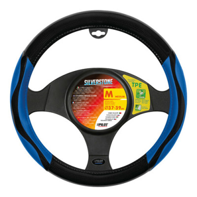 COPRIVOLANTE  SILVERSTONE  NERO-BLU MISURA M 37-39 CM