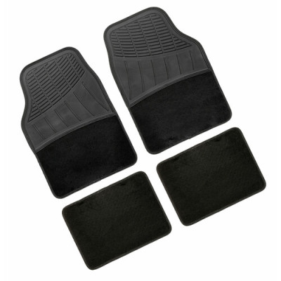  FUSION  SET 4 TAPPETI IN PVC E MOQUETTE NERA