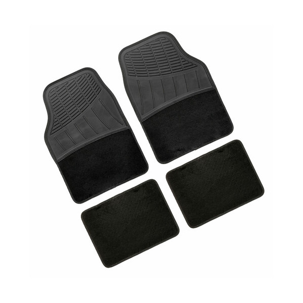  FUSION  SET 4 TAPPETI IN PVC E MOQUETTE NERA