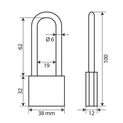 LUCCHETTO OTTONE 40MM ARCO LUNGO
