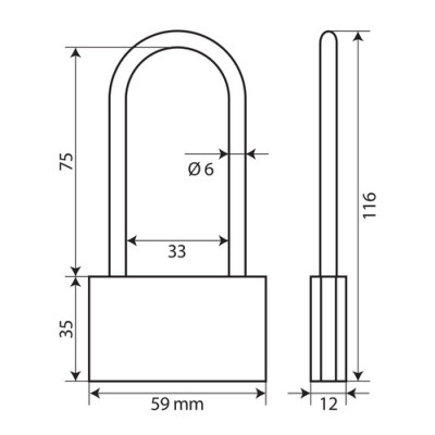 LUCCHETTO OTTONE 60MM LIGHT  ARCO LUNGO