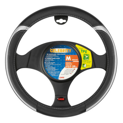 COPRIVOLANTE  CELEBRITY  MISURA M 37-39 CM NERO-ARGEN.