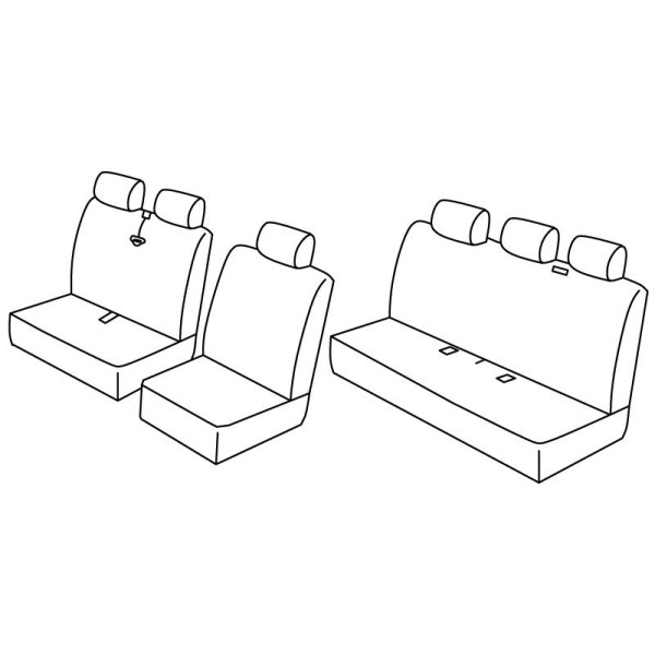 Set coprisedili Superior - Nero-Blu - Volkswagen Transporter T5 (van) (04-03+03-15) - Volkswagen Transporter T6 (van) (04-15+)