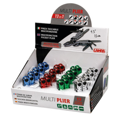 DISPLAY 16PCS PINZA 10 FUNZ. INOX -9CM- 4 COL.