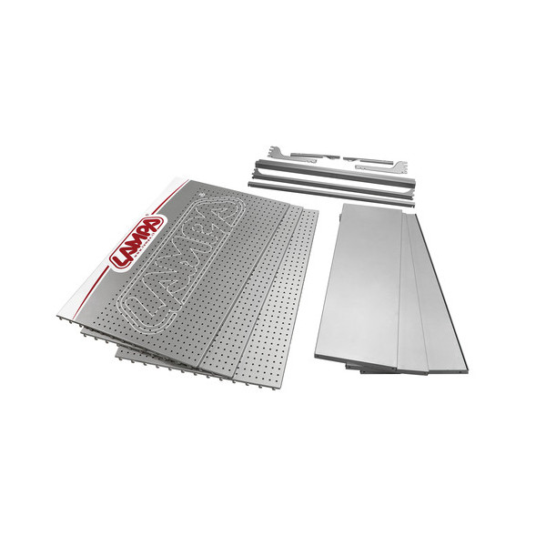 KIT PANNELLI 210X100X45CM ARGENTO FORATI+ 2 RIPIANI  J 