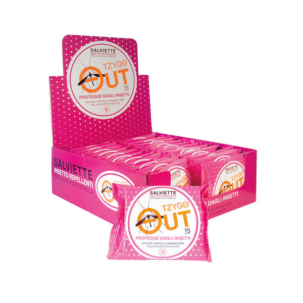 ESPOSITORE 24 PZ. SALVIETTE INSETTO REPELLENTI AL PROFUMO DI CITRONELLA (PMC)
