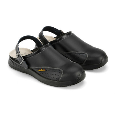 SABOT WORK SLIPPER TG.39 BLACK LEATHER E.ROUTIER