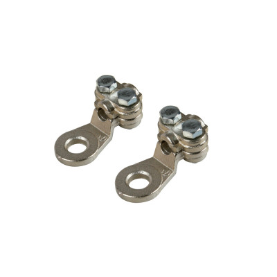 SET 2PZ CAPICORDA DI POTENZA 25MM2 FORO 8MM FISS.CAVO A PIASTRINA,IN OTTONE NICHELATO