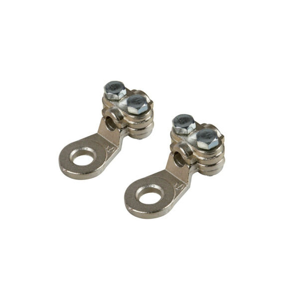 SET 2PZ CAPICORDA DI POTENZA 25MM2 FORO 8MM FISS.CAVO A PIASTRINA,IN OTTONE NICHELATO