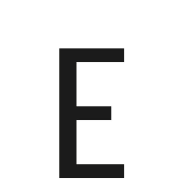 LETTERA E ADES. 6X3 CM NERA