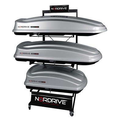 ESPOSITORE X 3 BOX TETTO CON 1 RIPIANO SCORREVOLE