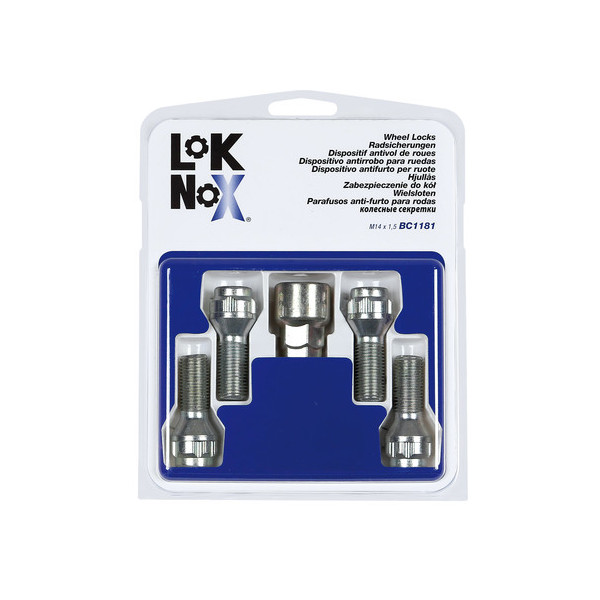 BULLONI ANTIFURTO  LOK-NOX  M14X1,5, 60°, 30,0MM