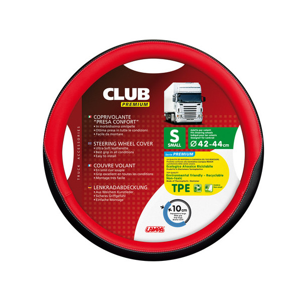 COPRIVOLANTE  CLUB  PREMIUM NERO+ROSSO  S  42-44 CM