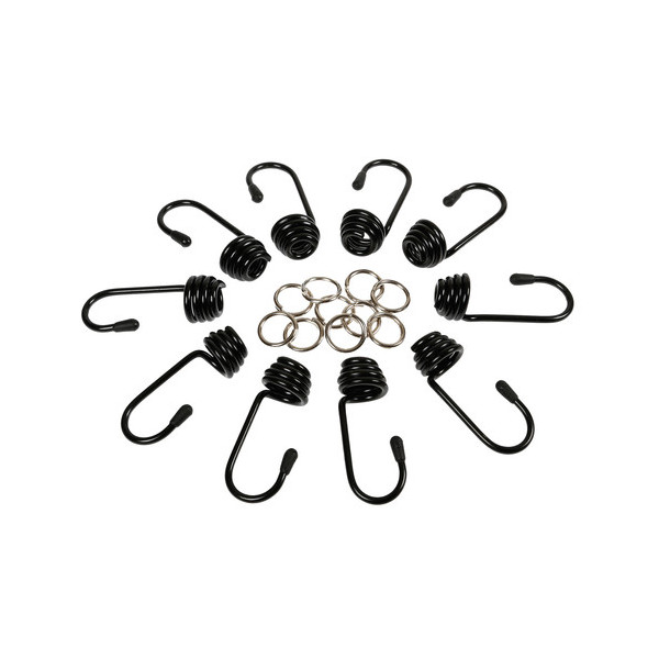 SET 10 GANCI E MORSETTI METAL PER CORDA ELASTICA 10MM