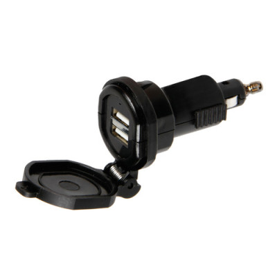  DIN-TECH 2  DOPPIA PRESA DIN USB 2700MA RIC.VELOCE 12-32V