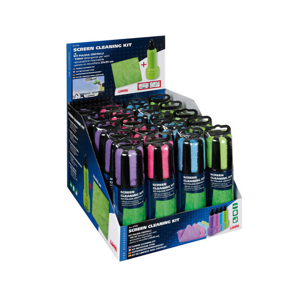 DISPLAY 20PZ. KIT PULIZIA CRISTALLI PANNO+BOTTIGLIA