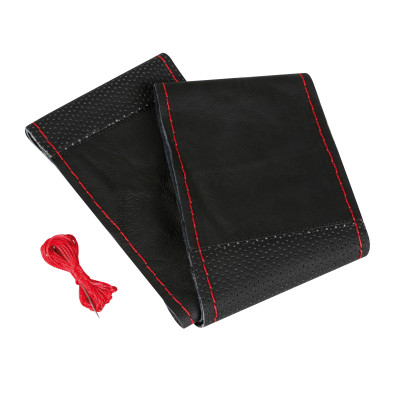 C-VOLANTE PELLE NERO  SPORT  37-39CM CUCIT.ROSSO
