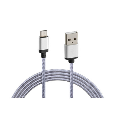 CAVO MICRO USB INTRECCIATO 1M GRIGIO (RICARICA E DATI)