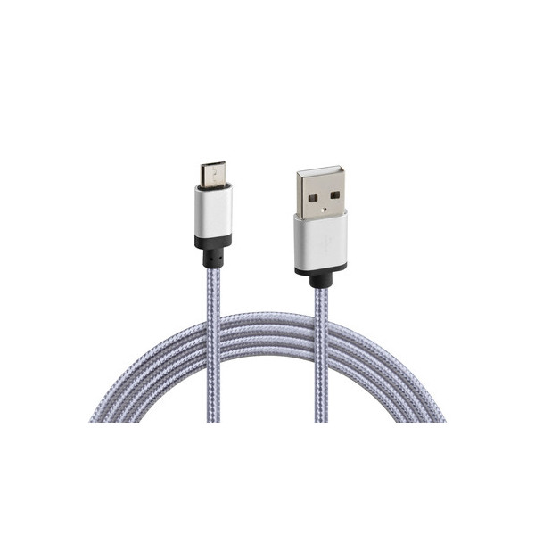 CAVO MICRO USB INTRECCIATO 1M GRIGIO (RICARICA E DATI)