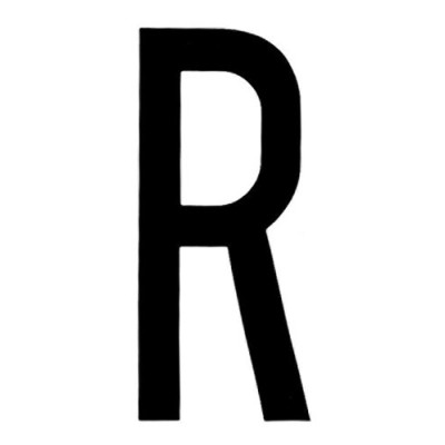LETTERA R ADES. T-6 8X3,5 CM NERA